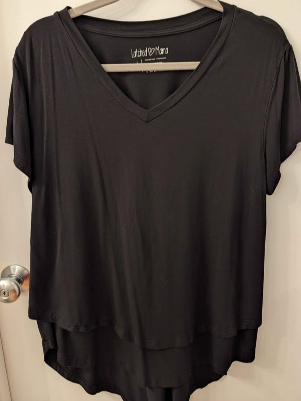 Latched Mama Black Layered V-Neck Nursing Tee